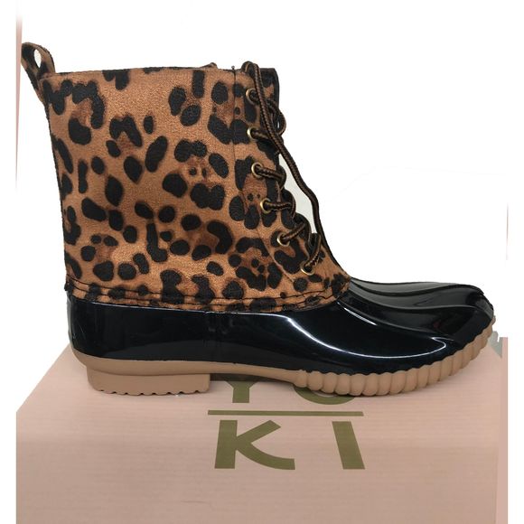 yoki leopard duck boots